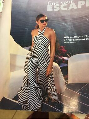 Boston Proper Black and White Striped Jumpsuit